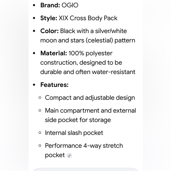 OGIO XIX STARLA BLACK W SILVER
GALAXY PRINT ZIP CLOSE CROSSBODY BAG POUCH NEW - Picture 12 of 13